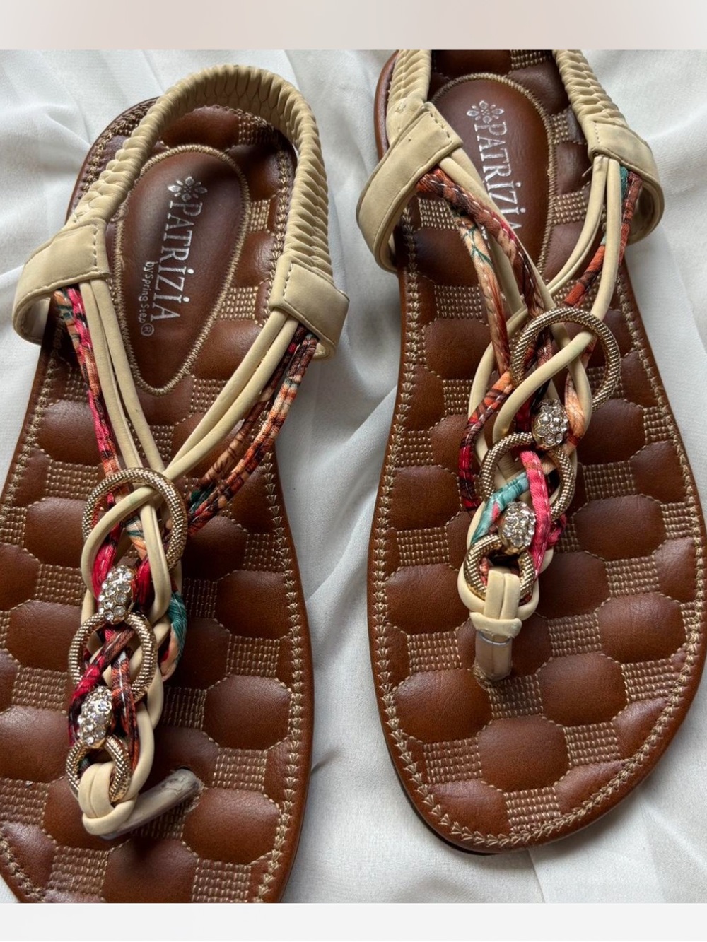Patrizia Embellished Coral Teal Braided Boho Indie Summer Festival Sandals